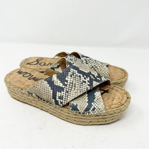 SAM EDELMAN Natty Snakeskin Espadrille Slide Sandals in Size 7.5 - Picture 1 of 7